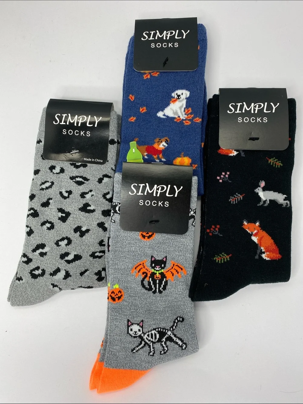 Womens Assorted Pattern Crew Socks - Gray, Blue, Black